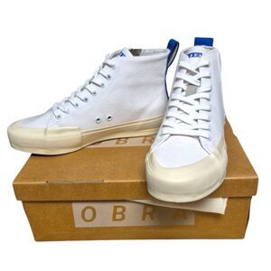Obra Terra Canvas High Full Cap Sneaker White Blue Zip Lace-Up Sz US M7.5